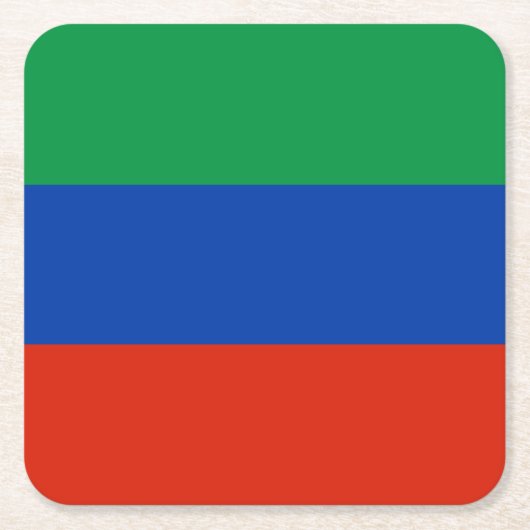 Dagestaanse vlag vierkante kartonnen onderzetter (Voorkant)