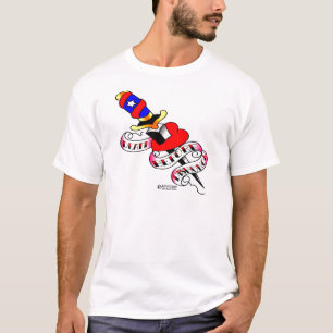 Dagger Thru Heart Death Before Dishonor Tattoo T-shirt