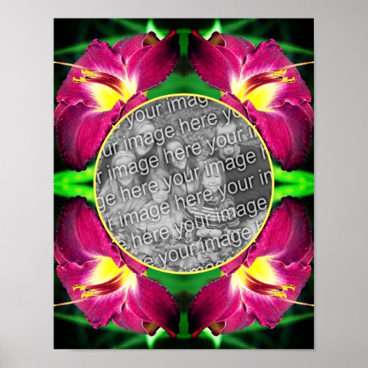 Daglelie Bloem Frame Maak Je Eigen Foto Poster (Voorkant)