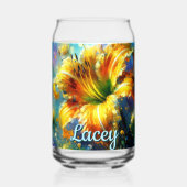 Daglelie Daglelies Bloem Geel Teal Persoonlijk Blikvorm Glas (Achterkant)