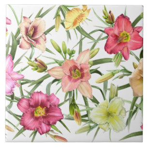Daglelies Overal Bloemige Botanische Kunst Ontwerp Tegeltje