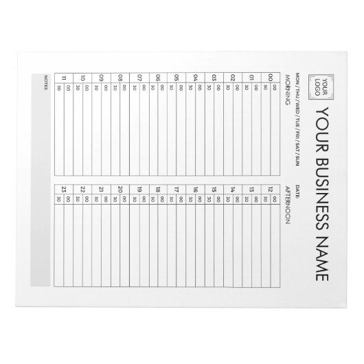 DAGPLANNER 30 MINUTEN INTERVAL VOEG UW LOGO TOE NOTITIEBLOK (Voorkant)