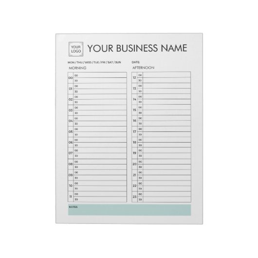 DAGPLANNER 30 MINUTEN INTERVAL VOEG UW LOGO TOE NOTITIEBLOK (Gedraaid)