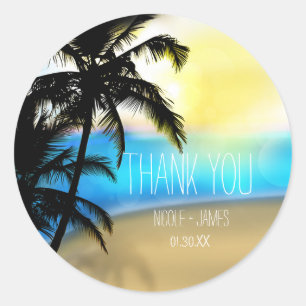 Dagrand strand & palmbomen tropische favor sticker