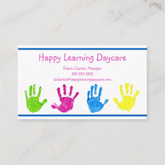 Dagverzorging, kinderen, kleurrijk visitekaartje (Voorkant)