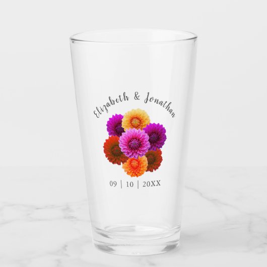 Dahlia Autumn Floral Wedding Glas (Voorkant)