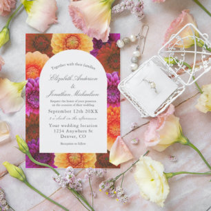 Dahlia Autumn Floral Wedding Kaart