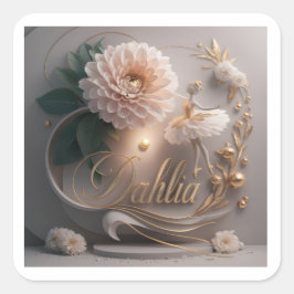 Dahlia Ballet Bloom Bloem Kunst Design Vierkante Sticker