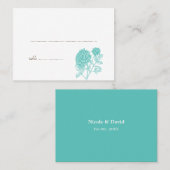 Dahlia bleu mariage escorte carte de place assise (Devant / Derrière)