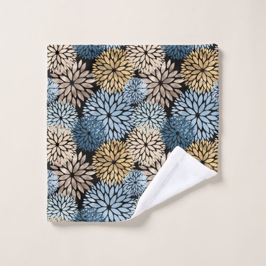 Dahlia Bleu Or motif floral (Gant de toilette)