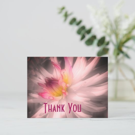 Dahlia Bloem Zwart En Wit Bedankkaart Ansichtkaart Briefkaart (Staand voorkant)