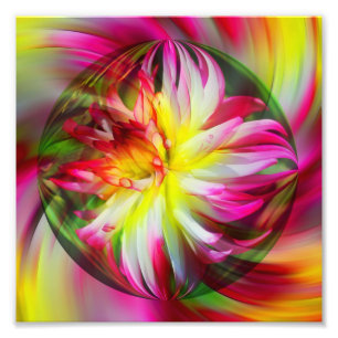 Dahlia Bloemen Bloemen Abstracte Art 8x8 Foto Afdruk