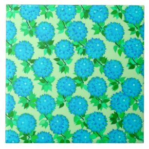 Dahlia bloemen in turquoise blauw en groen tegeltje