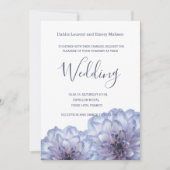 Dahlia bloemen lila blauwe uitnodiging voor witte (Voorkant)