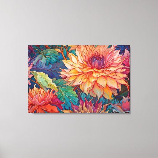 Dahlia Bloemen Tapestry Canvas Afdruk (Voorkant)