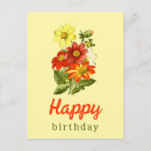 Dahlia Bloemengeel Sinaasappel Verjaardag Briefkaart (Voorkant)