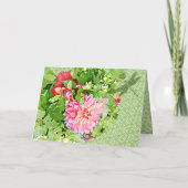 Dahlia Blooms en Dragonfly Happy Birthday Kaart (Achterkant)