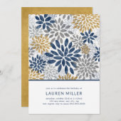 Dahlia Blooms invitation à la fête d'anniversaire (Devant / Derrière)