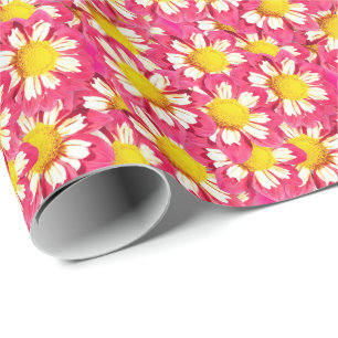 Dahlia bouquet - koraal en wit met geel cadeaupapier