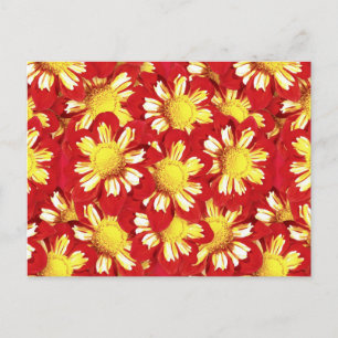 Dahlia bouquet - rood en wit met geel briefkaart