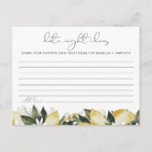 DAHLIA Citron Citrus Date Nuit Idées Carte Jeu (Devant)