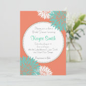 Dahlia Coral Flower Invitation Kaart (Staand voorkant)