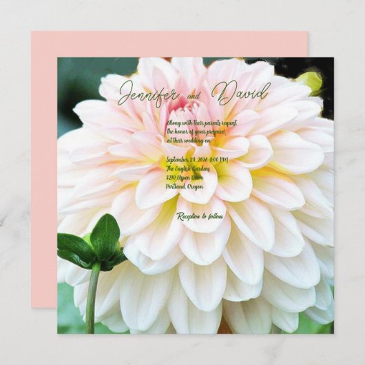Dahlia Custom bruiloft uitnodiging (Voorkant / Achterkant)