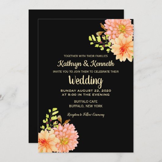 Dahlia & Daisy Spring Country Weddenschap Kaart (Voorkant / Achterkant)