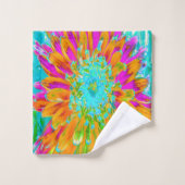 Dahlia décorative tropicale orange et rose chaud (Gant de toilette)