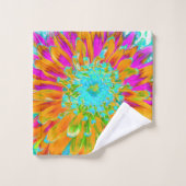 Dahlia décorative tropicale orange et rose chaud (Gant de toilette)