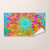 Dahlia décorative tropicale orange et rose chaud (Serviette à main)