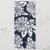 Dahlia. Een moderne marinebruiloft. Blauw botanisc Menu (Achterkant)