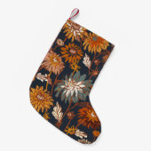 Dahlia en chrysanthema's met een naadloos patroon, kleine kerstsok (Voorkant (Hangend))