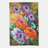 Dahlia en madeliefje bloementuin theedoek (Verticaal)