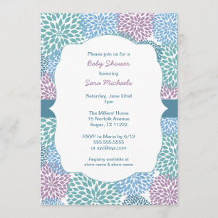 Dahlia fleurit fille baby shower invitation 3541