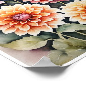 Dahlia Fleurs faites main de l'eau couleur Poster (Coin)