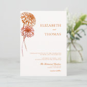 Dahlia Floral Art Schets Aarde Moderne Herfst Brui Kaart (Staand voorkant)