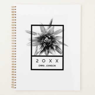 Dahlia Floral Personnalisé Noir et Blanc Moderne