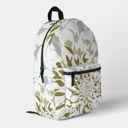 Dahlia floral printed backpack bedrukte rugzak (Achterkant Hoek Links)