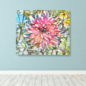 DAHLIA FLOWER CANVAS AFDRUK (Insitu (Houten vloer))