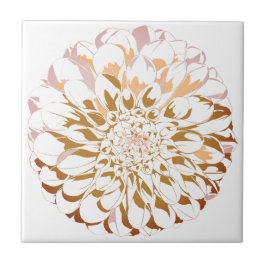 Dahlia flower ceramic accent tile - sepia tones tegeltje