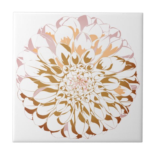 Dahlia flower ceramic accent tile - sepia tones tegeltje (Voorkant)