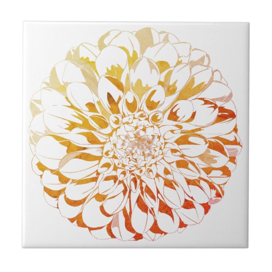 Dahlia flower ceramic tile - rusty tones tegeltje (Voorkant)