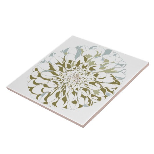 Dahlia flower ceramic tile tegeltje (Zijkant)