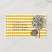 Dahlia Flower Harlequin Mustard Pattern Visitekaartje (Achterkant)