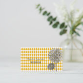 Dahlia Flower Harlequin Mustard Pattern Visitekaartje (Staand voorkant)