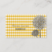 Dahlia Flower Harlequin Mustard Pattern Visitekaartje (Voorkant)