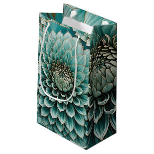 Dahlia Flower in Blauwgroen Aqua Blue digitale kun Klein Cadeauzakje