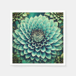 Dahlia Flower in Blauwgroen Aqua Blue digitale kun Servet
