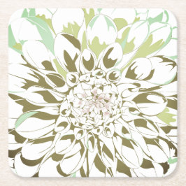 Dahlia flower paper coaster set vierkante kartonnen onderzetter